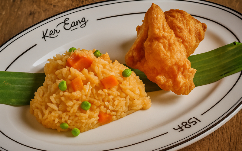 Deep fried chicken on American Fried Rice Deep fried chicken on American Fried Rice